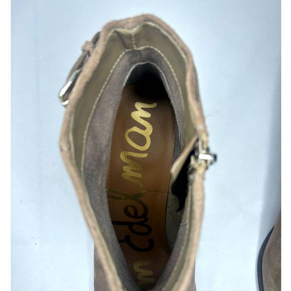 Sam Edelman Women's Lucca Suede Ankle Booties in Tan Beige - Picture 9 of 11